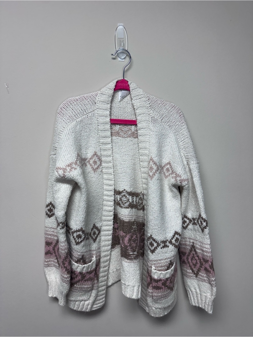 abercrombie kids Cream Cardigan with Pink & Brown Aztec Stripe